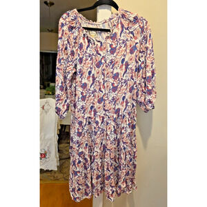 Sunday Mi Amor Anthropologie Floral Boho Cottagecore Midi Summer Dress Flowy S